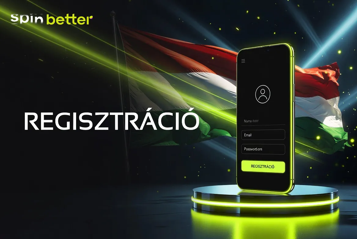 SpinBetter regisztráció űrlapja a valuta és a kódmező kiemelésével